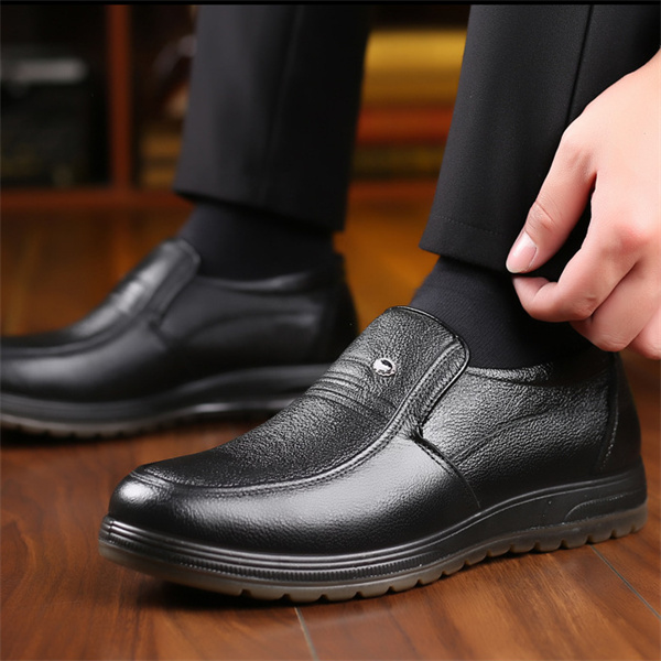 Men's leather soft sole casual loafers-MENSZONES