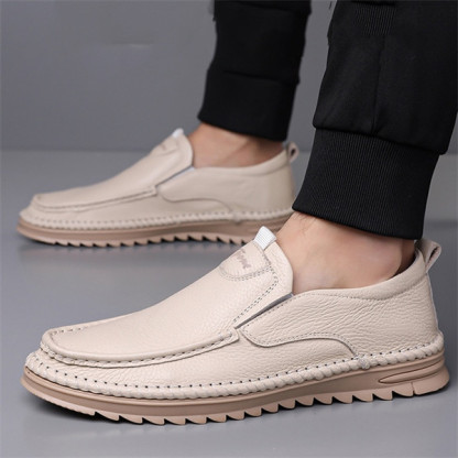Men's Genuine Leather Non-slip Soft Sole Arch Support Casual Loafers