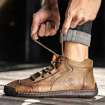 Men's Stylish Casual Comfy Soft Sole waterproof non-slip Leather Ankle Boots-MENSZONES