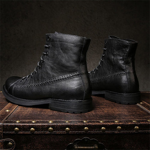 Mens Genuine Leather Waterproof Non-slip Arch Support Hiking Casual Chukka Boots