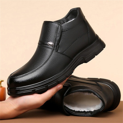 Men's Genuine Leather Waterproof Wool Lined Soft-Sole Loafers | Warm & Comfortable