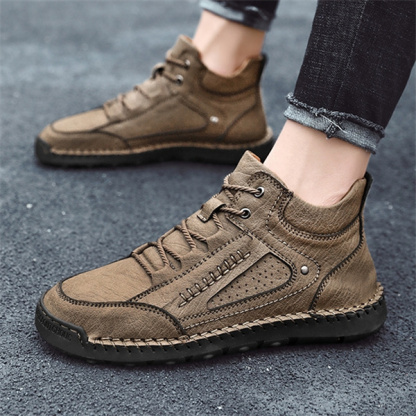 Men's genuine leather handmade non-slip waterproof soft sole casual shoes-MENSZONES