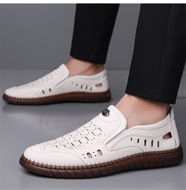 Men's genuine leather handmade non-slip soft sole casual sandals