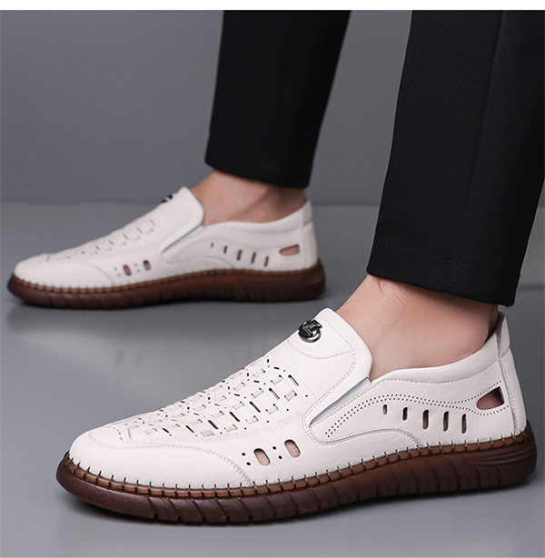 Men's genuine leather handmade non-slip soft sole casual sandals