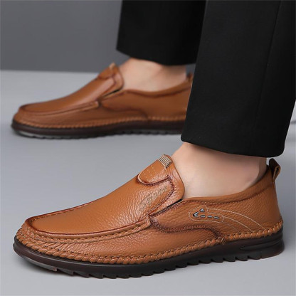 Men's Genuine Leather Soft Sole Non-Slip Arch Support Loafers