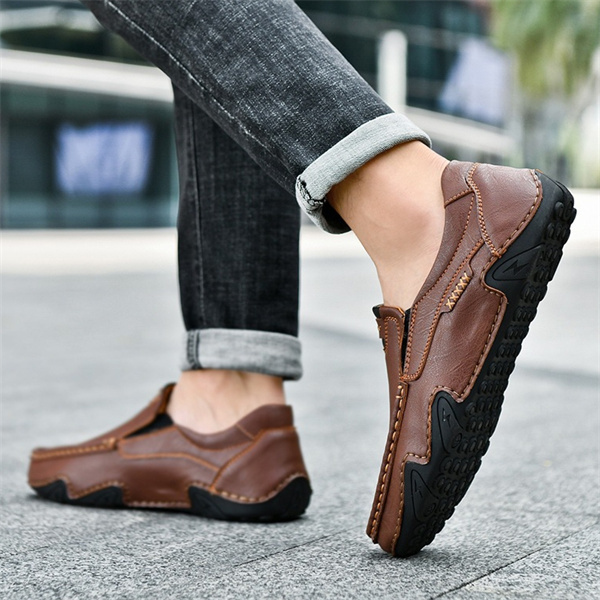 Men's genuine leather non-slip waterproof soft sole casual loafers
