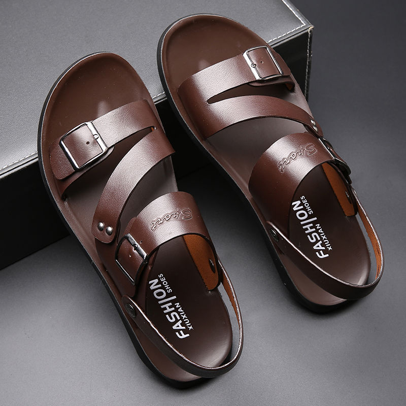 Mens Casual Comfy Soft Sole Non-Slip  Leather Sandals-MENSZONES