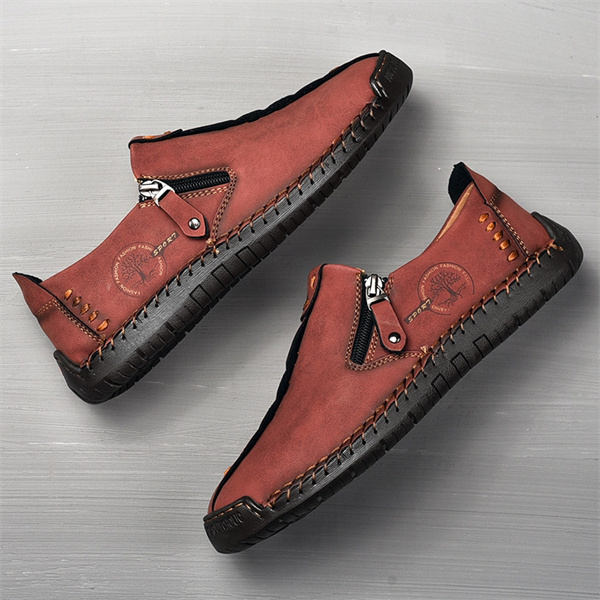 Men's handmade genuine leather non-slip soft sole casual loafers