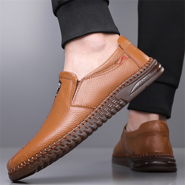 Men's genuine leather soft sole non-slip arch support casual loafers