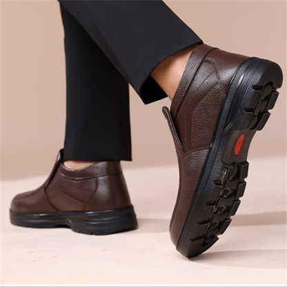 Men's Genuine Leather Waterproof Wool Lined Soft-Sole Loafers | Warm & Comfortable