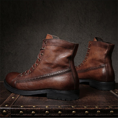 Mens Genuine Leather Waterproof Non-slip Arch Support Hiking Casual Chukka Boots