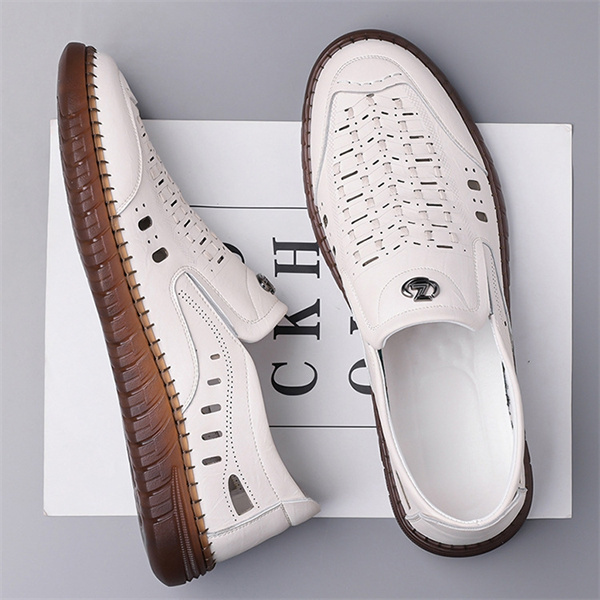 Men's genuine leather handmade non-slip soft sole casual sandals