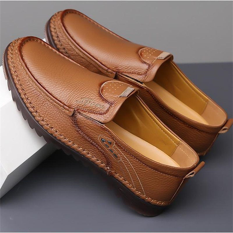 Men's Genuine Leather Soft Sole Non-Slip Arch Support Loafers