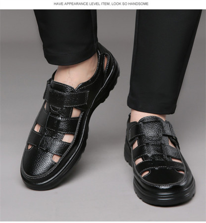 Men's outdoor casual genuine leather comfortable non-slip sandals-MENSZONES
