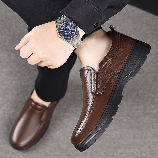 Men’s Genuine Leather Loafers | Slip-On Business Casual Shoes