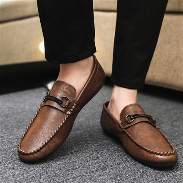 Men's leather comfortable casual slip-on loafers