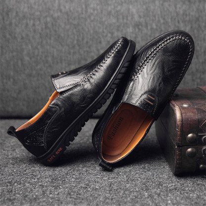 Mens Genuine Leather Soft Insole Casual Business Slip On Loafers