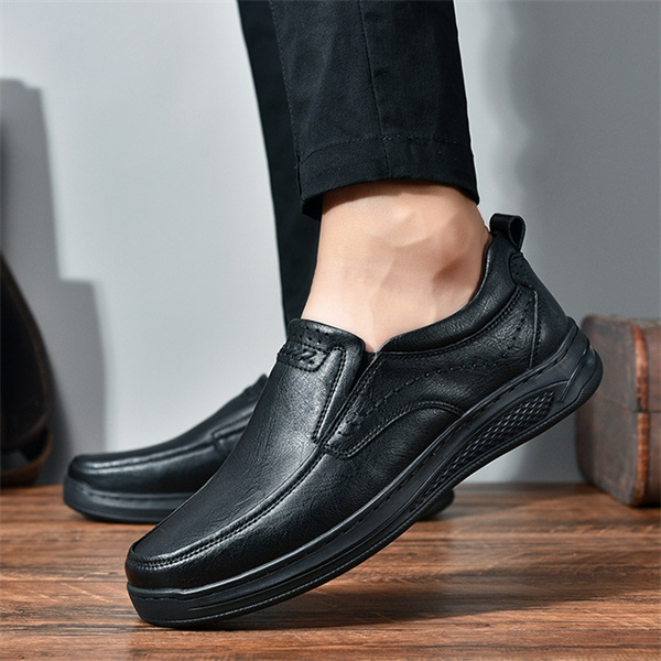Men's genuine leather non-slip padded slip-on casual loafers