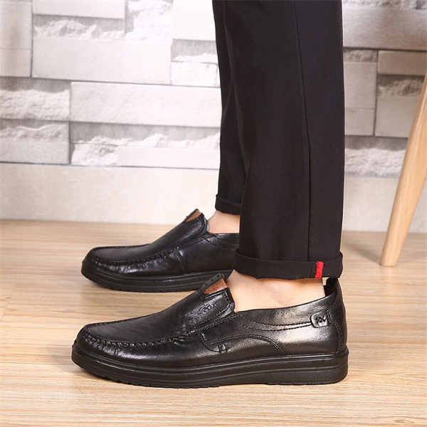 Mens Soft Insole Casual Comfortable Leather Slip On Loafers-MENSZONES