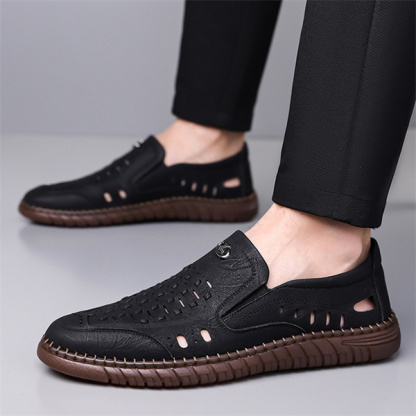 Men's genuine leather handmade non-slip soft sole casual sandals