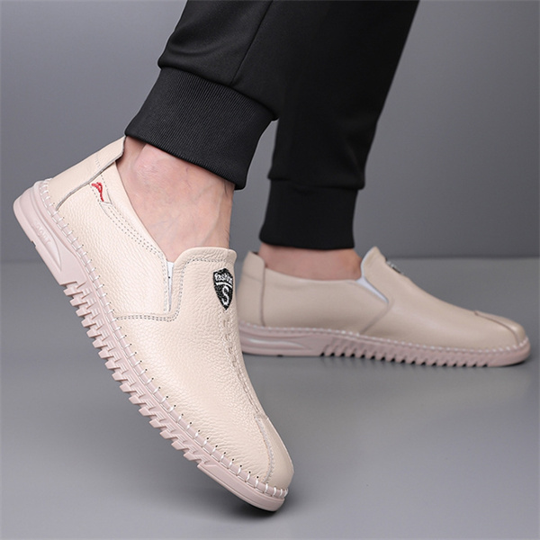 Men's genuine leather soft sole non-slip arch support casual loafers