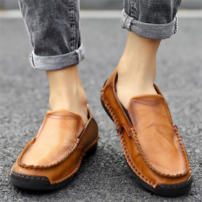 Men's genuine leather handmade soft-soled non-slip casual loafers