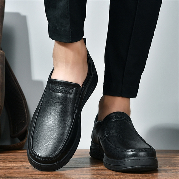 Men's genuine leather non-slip padded slip-on casual loafers