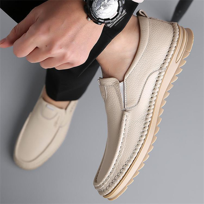 Men's Genuine Leather Soft Sole Non-Slip Arch Support Loafers