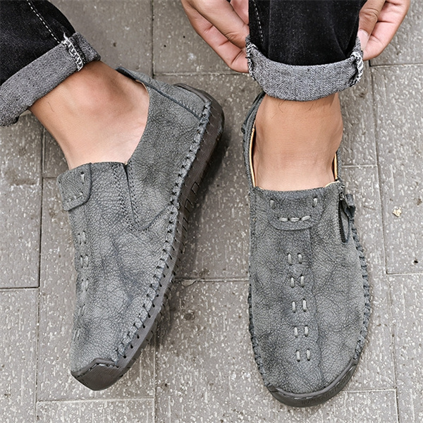 Men's handmade genuine leather non-slip soft sole casual loafers