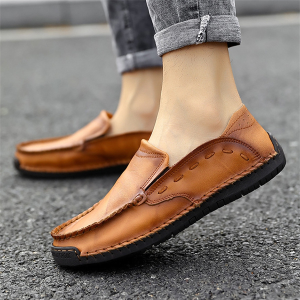 Men's genuine leather handmade soft-soled non-slip casual loafers