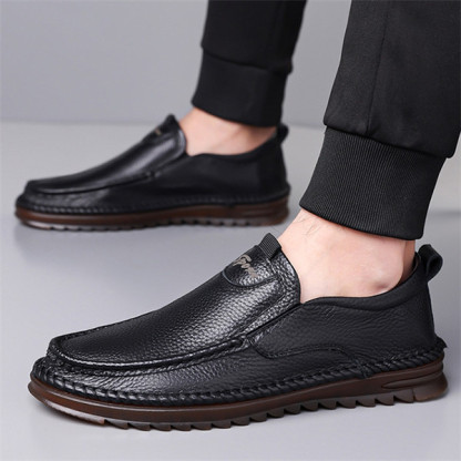 Men's Genuine Leather Non-slip Soft Sole Arch Support Casual Loafers