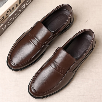 Men's genuine leather non-slip soft insole business loafers-MENSZONES