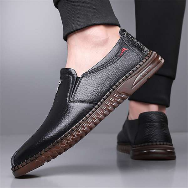 Men's genuine leather soft sole non-slip arch support casual loafers