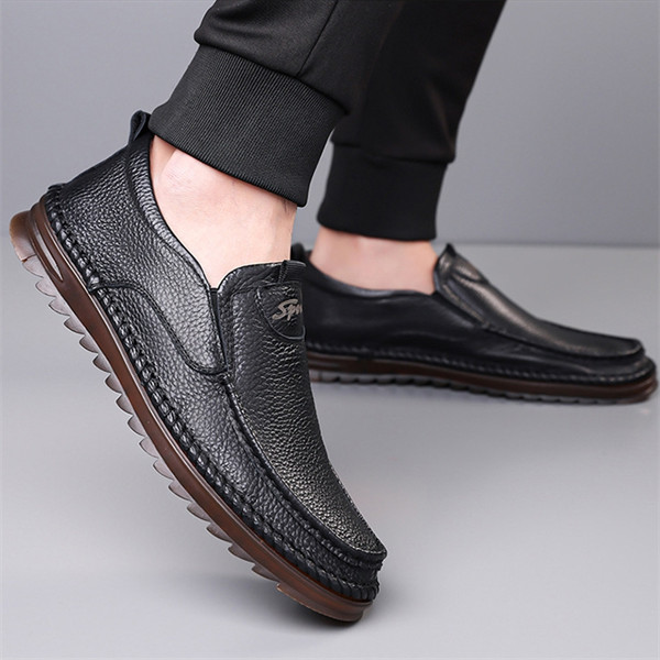 Men's Genuine Leather Non-slip Soft Sole Arch Support Casual Loafers