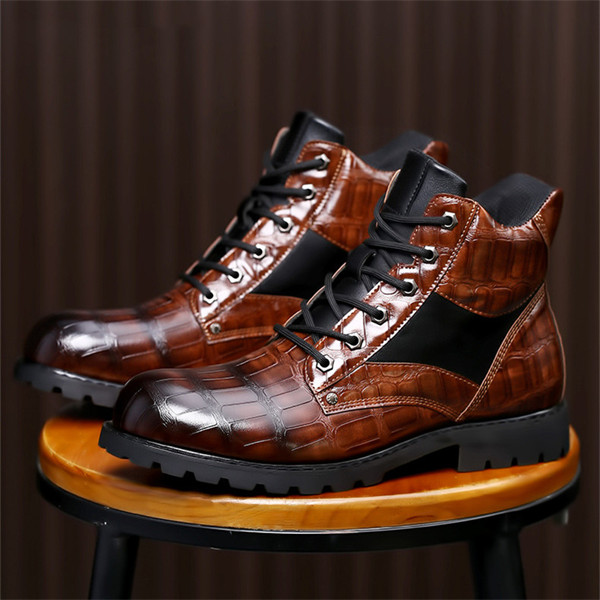 Men's genuine leather waterproof and non-slip retro casual martin boots-MENSZONES