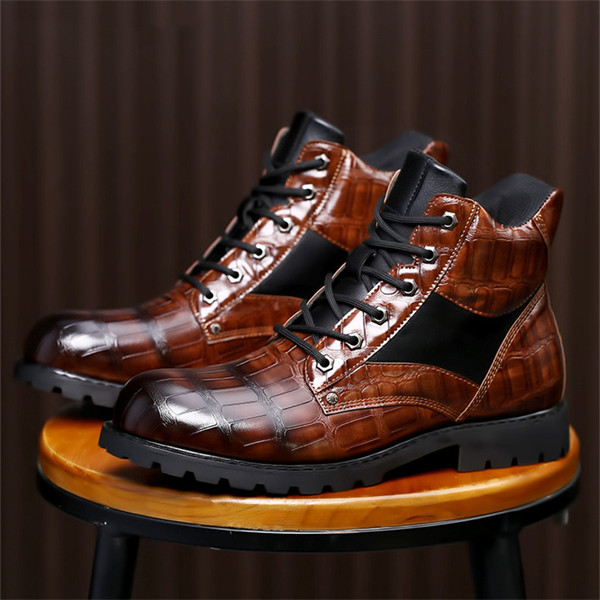 Men's genuine leather waterproof and non-slip retro casual martin boots-MENSZONES