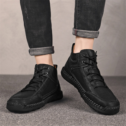 Men's genuine leather handmade non-slip waterproof soft sole casual shoes-MENSZONES