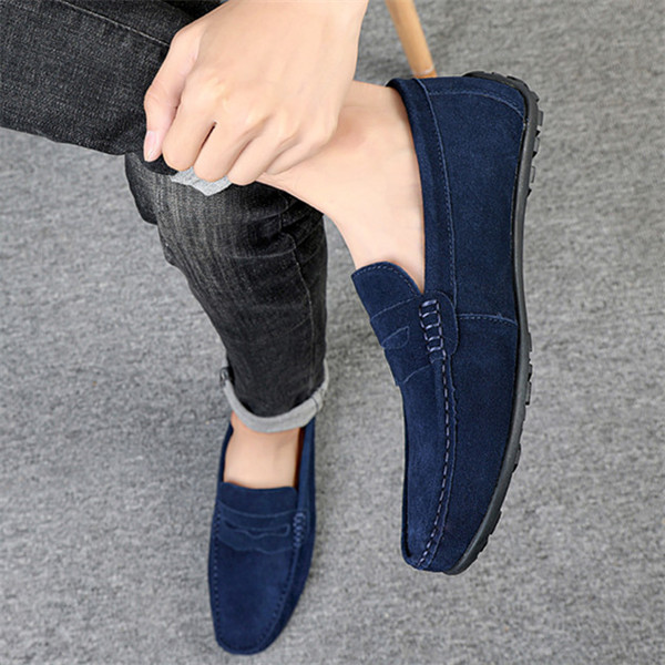 Men's suede lightweight soft-soled casual loafers-MENSZONES