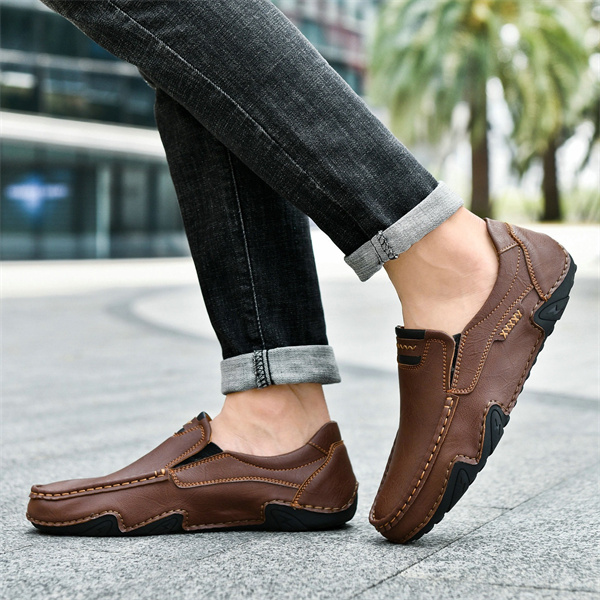 Men's genuine leather non-slip waterproof soft sole casual loafers