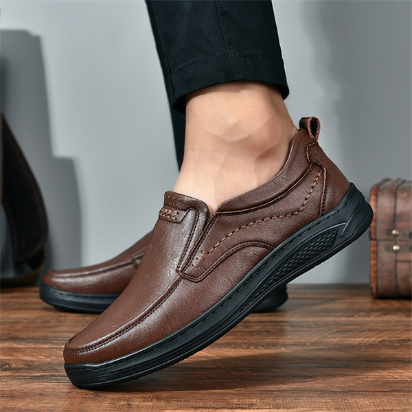 Men's genuine leather non-slip padded slip-on casual loafers