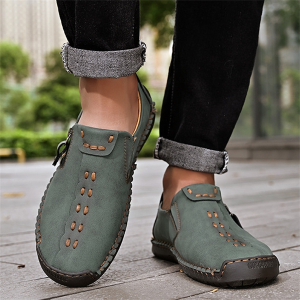 Men's handmade genuine leather non-slip soft sole casual loafers
