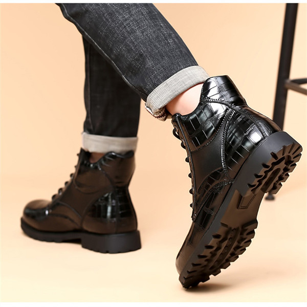 Men's genuine leather waterproof and non-slip retro casual martin boots-MENSZONES