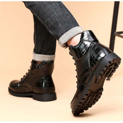 Men's genuine leather waterproof and non-slip retro casual martin boots-MENSZONES