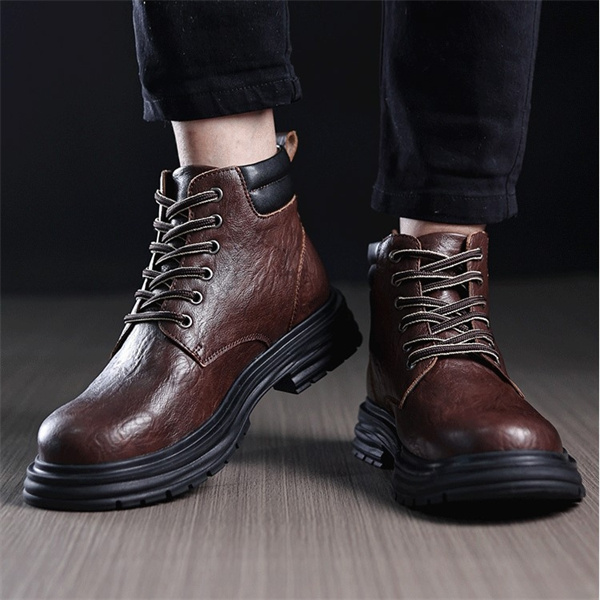 Men's Genuine Leather Waterproof Non-slip Casual Chukka Boots-MENSZONES