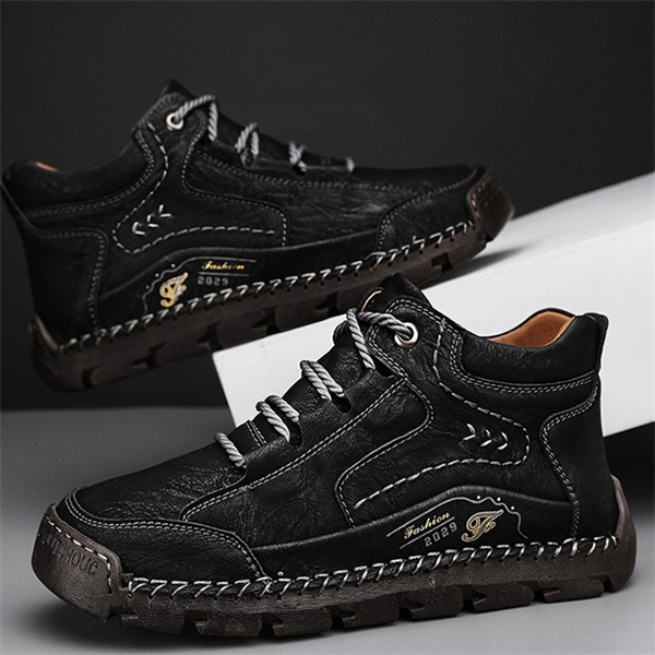 Men's genuine leather handmade non-slip waterproof casual shoes-MENSZONES