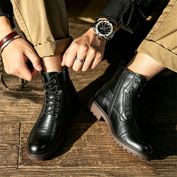 [Copy]Mens Genuine Leather Waterproof Non-slip Arch Support Hiking Casual Chukka Boots