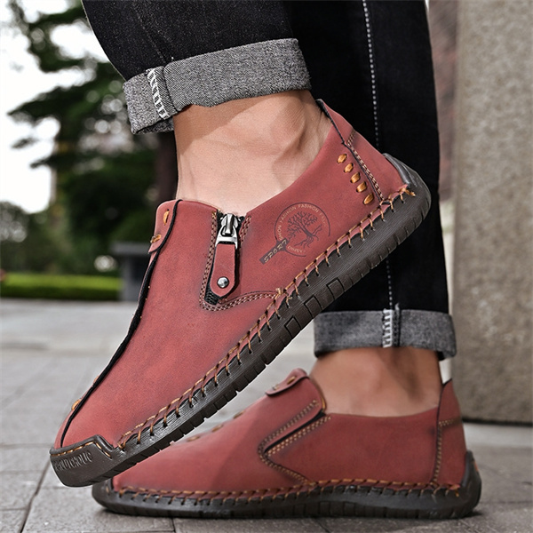 Men's handmade genuine leather non-slip soft sole casual loafers