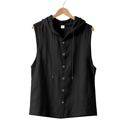 Men's Casual Loose Fit Linen Hooded Shirt