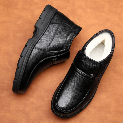 Men's Genuine Leather Waterproof Wool Lined Soft-Sole Loafers | Warm & Comfortable