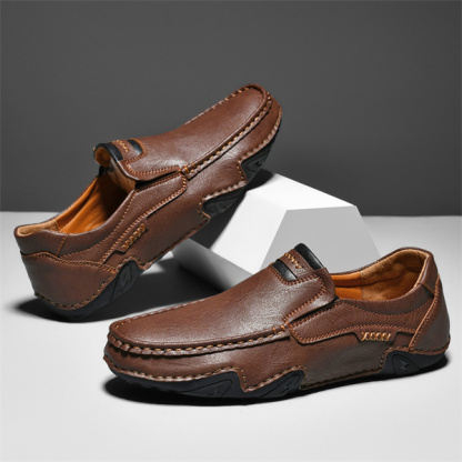Men's genuine leather non-slip waterproof soft sole casual loafers